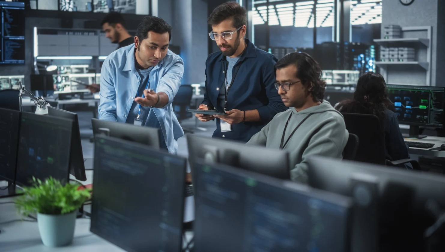 Tech professionals collaborating